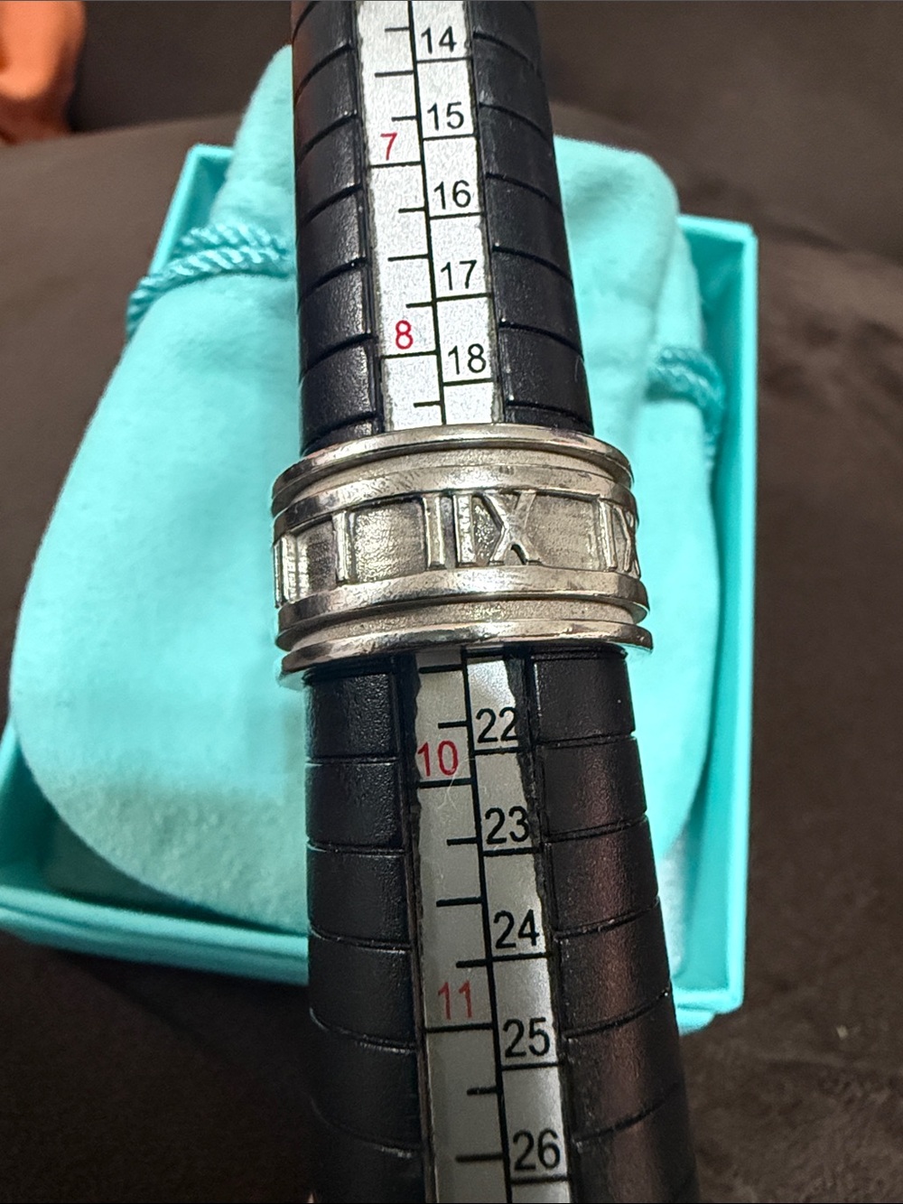 Tiffany and Co. 1995 Atlas Sterling Silver Roman Numeral Band Ring size 9